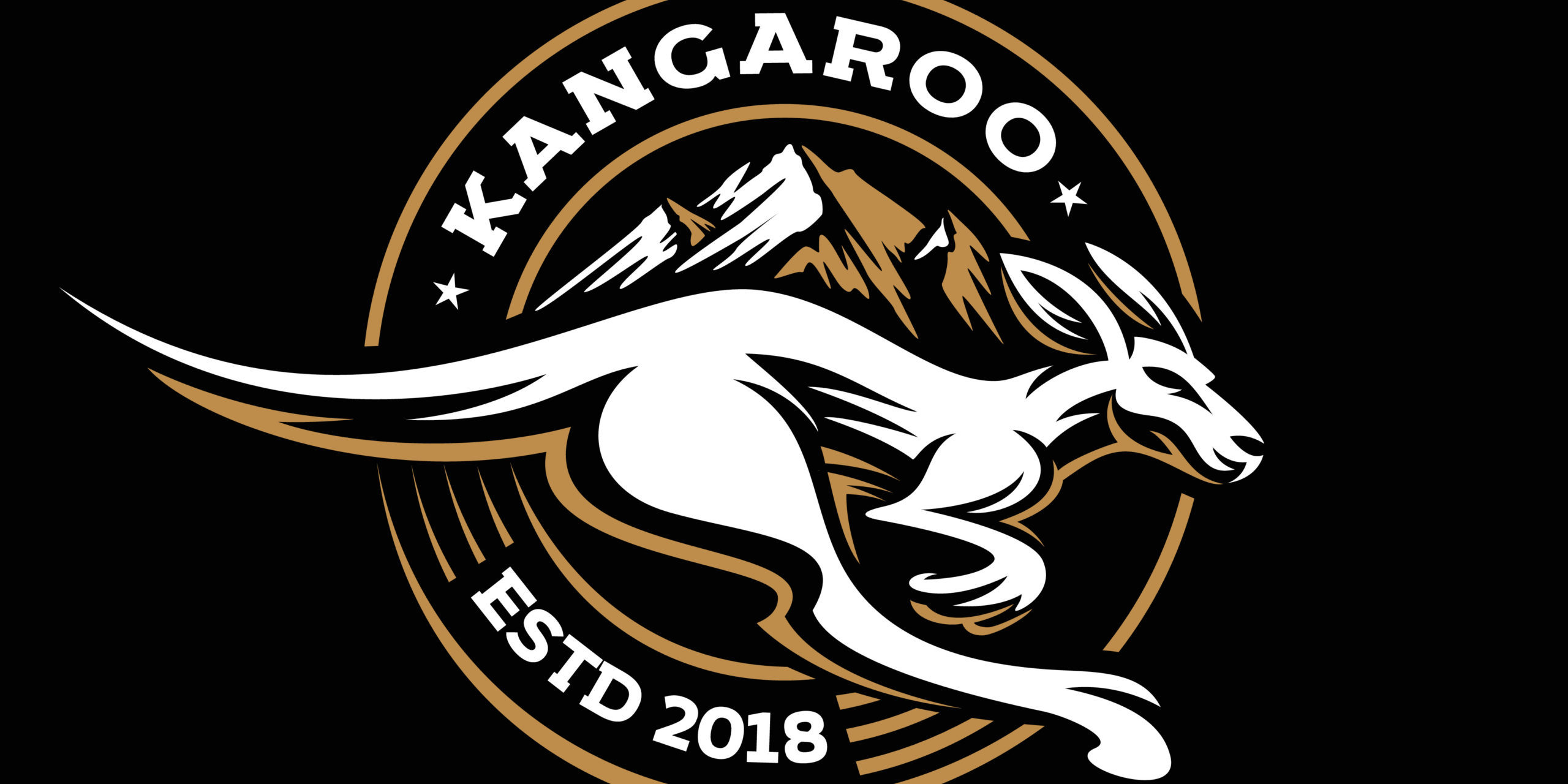 fast jump kangaroo logo retro in badge
